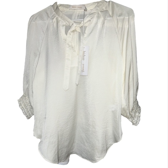 NWT Bishop + Young Bonnes Vacances Harper Smock Top Off white size Small - Picture 2 of 15